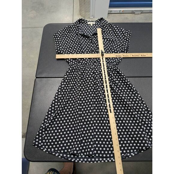 Monteau Fit & Flare Mini Dress Black w/ White Polka-dots 1950's Vibe  Women M - Picture 5 of 5